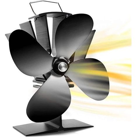 Holzofenventilator, Wärmebetrieben, 4 Flügel Für Scheite/kamin, Kaminventilator Mit Schneller Wärmeabgabe, Leiser Heißluftzirkulation, Effiziente Brennstoffersparnis
