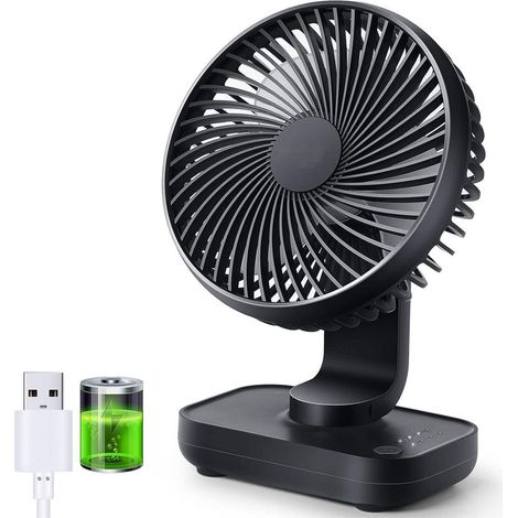 Akku-usb-ventilator, 4000 Mah Batterie, Leistungsstarker Kleiner Tischventilator, 4 Geschwindigkeiten, Abnehmbarer Mini-portabler Ventilator – Für Zuhause, Schlafzimmer, Büro Und Außenbereich