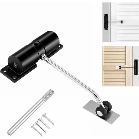 2-teiliger Automatischer Türschließer, Einstellbarer Feder-türschließer Für Türen Bis 30 Kg, Türschließmechanismus Mit Einstellstange, Montageschild Und Schrauben Für Das Homeoffice, Schwarz