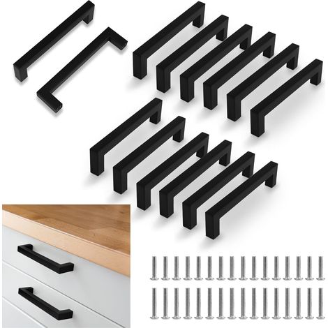 12 Stück Möbelgriff Küche Schwarz, Lochabstand 128mm, Tür- Und Küchenschrankgriff, Edelstahl-möbelgriffe Für Schreibtische, Schubladen, Schränke, Wandschränke