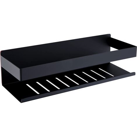 30 Cm Selbstklebender Duschwagen, Badregal Ohne Bohren, Selbstklebender Duschwagen Aus Edelstahl Sus304, Matt Schwarz
