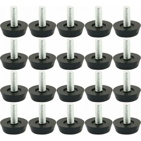 20 Stück Möbelstellfüße M6 X 20 Mm, Höhenverstellbare Schraubfüße, Tisch- Und Stuhlbeine Mit Bodenschutz, Gleitkappen