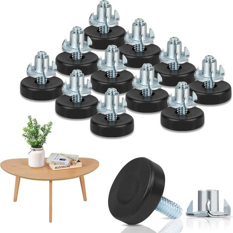 1/4-zoll-gewindefüßige Möbelgleiter (ca. 0,6 Cm), 12 Stück Verstellbare Möbelgleiter, T-förmiges Gewinde, Passend Für Tisch-, Stuhl- Und Hockergestelle (0,64 Cm–20)