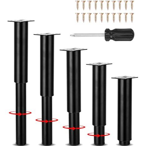 5 Stück Universelle, Verstellbare Bettfüße, Höhenverstellbar Für 18-34 Cm Mit Schrauben Und Schraubendreher, Bettgestellstützfüße, Verbindungsfüße, Füße Für Couchtische, Sofafüße