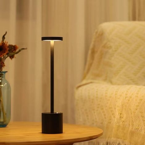 Noir Tischlampe Ohne Kabel Led, Kleine Metall-schreibtischlampe Wiederaufladbar, 2 Dimmstufen, Modernes Hotel Restaurant Schlafzimmer