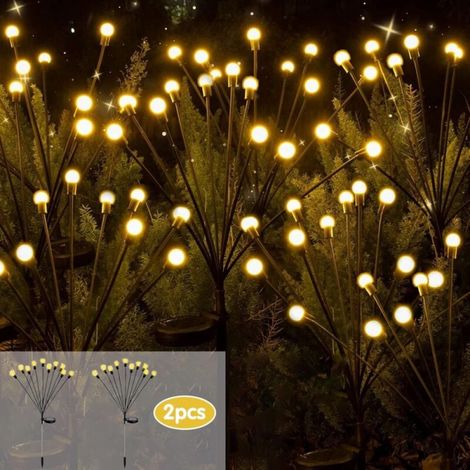 2 Stück Wasserdichte Solarlampen Mit Glühwürmchen-effekt, Led-solaraußenleuchten Mit 10 Kugeln, Ip65-wasserdicht, Romantisch Für Garten Und Terrasse