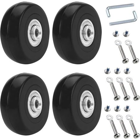Roue De Valise Universelle 50 X 18 Mm – Lot De 4 Roues De Rechange En Caoutchouc – Charge Max 50 Kg – Installation Facile Pour Bagages Et Chariots