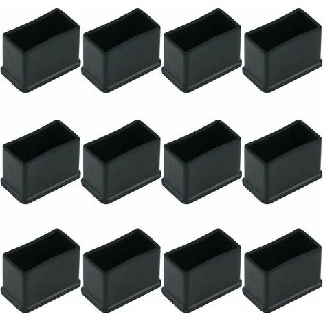 Set Aus 12 Rechteckigen Schutzkappen Aus Gummi-filz – Für Möbelbeine – Maße 15 X 30 Mm – Farbe Schwarz