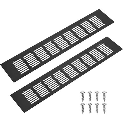2er-set Innenlüftungsgitter Aus Aluminiumlegierung, 400 X 80 Mm, Für Schränke, Kleiderschränke Und Schuhmöbel, Rechteckige Gitter Mit 8 Schrauben [schwarz]