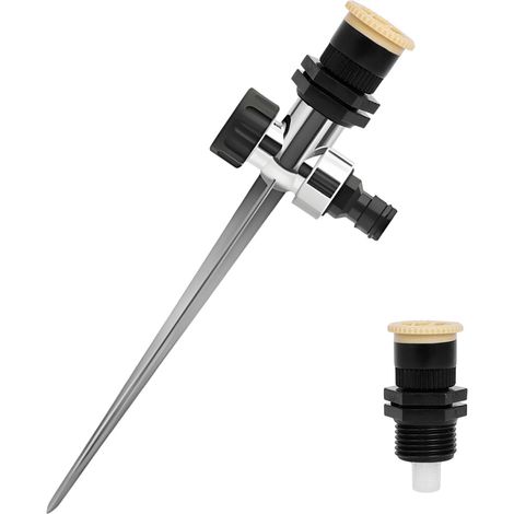 Gartenbewässerungssprinkler, Bewässerungssprinkler, Bodenspieß-sprinkler, 2er-set Kreisbogen-sprinkler + 1 Metallspeiß, Einstellbarer Bewässerungsbereich Von 0 Bis 360 Grad