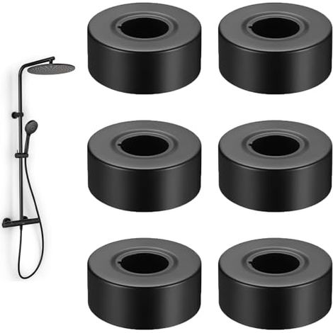 Duscharmatur, 30 Mm Schwarze Rosette Für Armaturen, 6-teiliges Heizkörper-rosetten-set Aus Edelstahl, Rohroschetten Für Heizungsrohre, Verblendung Für Heizkörperrohre, Geeignet Für Wasserleitungen Und