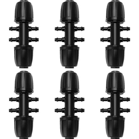 6-wege-bewässerungsrohrverbinder Für 13/16 Mm Auf 4/7 Mm, 6-wege-bewässerungsverbinder Für Gärten, Rasenflächen, Schwarz
