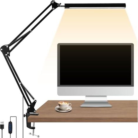 Schreibtischlampe Led 3 Modi Und 10 Stufen, 1700lm, Klemm-design, Flackerfreie Schreibtischleuchte, Moderne Architektenlampe, Ideal Zum Lesen, Schminken, Arbeiten, Lernen Und Basteln