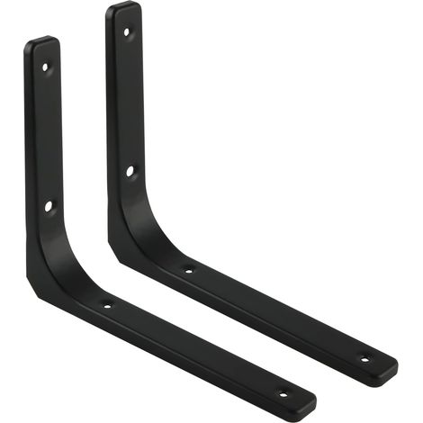 Wandregal Für Schwere Lasten, Schwebende Befestigung, Halterung Für Wohnzimmer, Schlafzimmer Und Küche, Metall-wandregalhalterung, 300 X 300 Mm Schwarz, 2 Stück, Ejr300b-2p
