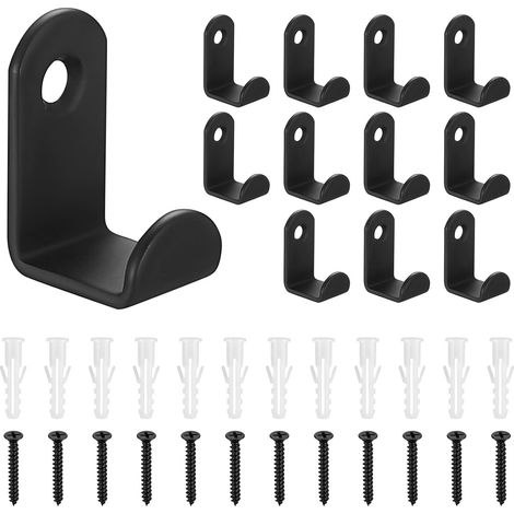 12 Stück Haken Für Wandgarderobe, Schwarz, Garderobenhaken An Der Wand, Wandhaken, Garderoben-haken, Wandaufhängung Für Haus, Badezimmer, Küche, Kleidung, Handtücher, Schlüssel
