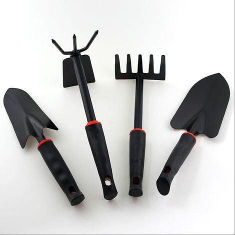 4 Verschiedene Größen Aus Schwarzem Kohlenstoffstahl – Handrechen + Robustes Gartenzubehör – Ideal Für Die Außenpflege
