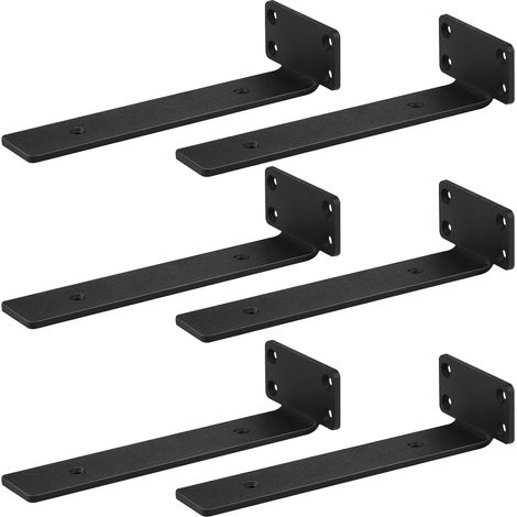 6 Stück Wandhalterungen Für Regale, Schwarz, Metall, Schwere Last, Tragfähigkeit 68 Kg, Unsichtbare Regalhalterung, Wandhalter Mit Schrauben