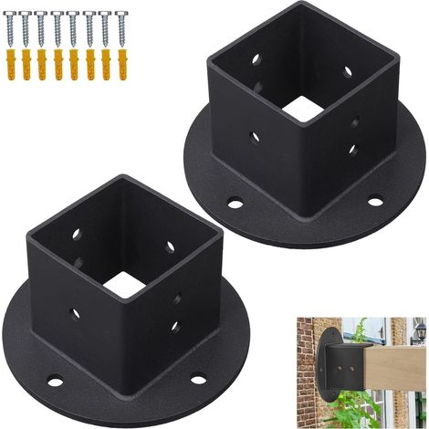 2er-set Quadratische Tischfußhalter 2 X 2 – Pergola-fußhalter – Robuste Schwarze Wandhalterung – Verankerungssockel Für Brückengeländer, Briefkasten
