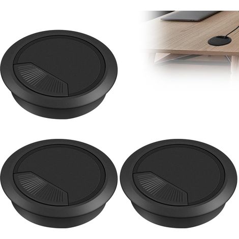 3er-set Kabeldurchlässe Für Schreibtisch, Kabelmanagement Für Schreibtisch, 60 Mm Kabelabdeckung Für Schreibtisch, Abdeckung Für Kabelloch Im Pc-schreibtisch, Kabelorganizer Für Zuhause Und Büro (schw