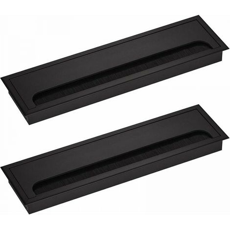 80x 280mm Rechteckige Kabelabdeckung Für Einbauschreibtische Kabelorganisator Für Möbel 2 X Schwarz