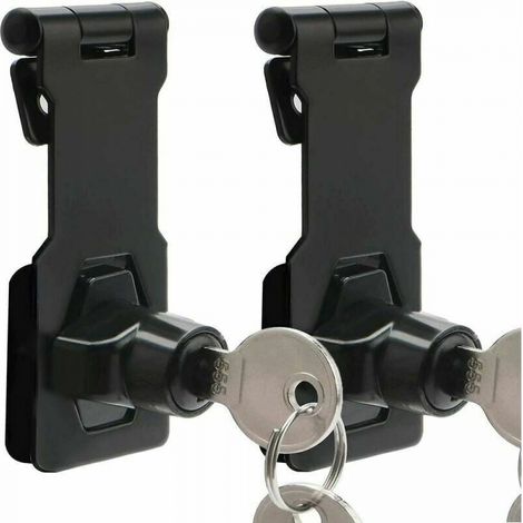 Loquet Und Riegel Set Von 2 Morillons Mit 7,6 Cm, Mit Schlüsselmorillon Und Schloss Sowie Metallmorillon Für Türen/schränke/fenster Schwarz