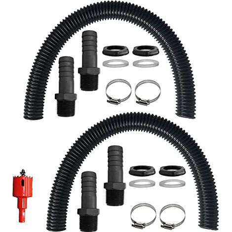 Regenwasseranschluss-set, Anschlusskit Für Regenwassersammler Mit 50 Cm Anschlussrohr Und 25 Mm Rohren Mit Gegenmutter, Anschluss Für Fallrohr