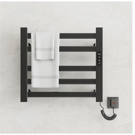 Elektrischer Handtuchwärmer Mit Digitaler Anzeige – Einstellbare Temperatur 30–70 °c – Ipx5-schutz – Einfache Installation - R308-schwarz