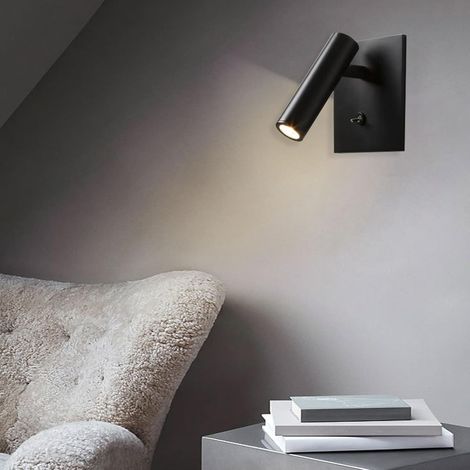 Led-innenwandleuchte, Modern Und Um 90° Schwenkbar, Mit Schalter, Ideal Zum Lesen, Für Schlafzimmer Oder Wohnzimmer (4000k, Schwarz)