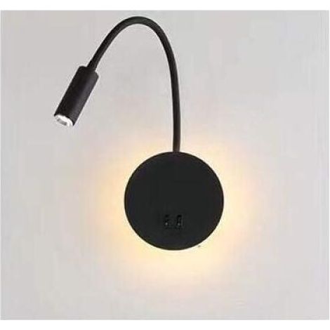 3w+8w Led Nachttischlampe, Schwarze Wand-leseleuchte Mit Flexiblem Schwanenhals, Moderne Led-leselampe Für Schlafzimmer Mit Schalter, 3000k