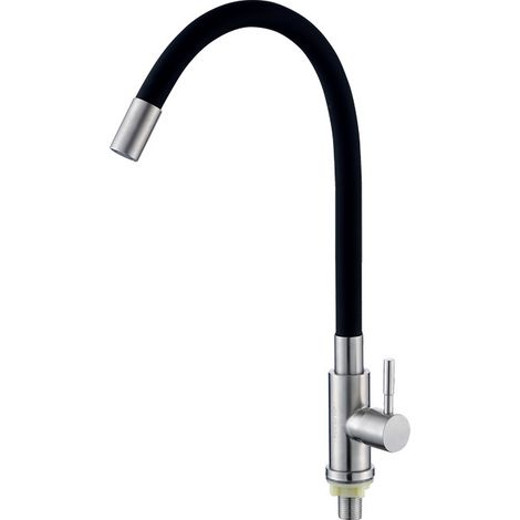 Küchenspüle Mit Schwarzem Edelstahlrohr 304, Universeller Drehbarer Spülwasserhahn Mit Einzelkühlung
