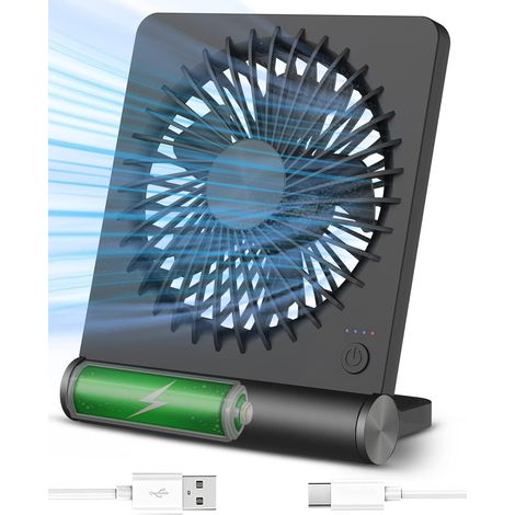 Kleiner Schreibtischventilator, Wiederaufladbarer Usb-ventilator, Batteriebetrieben, 3 Geschwindigkeiten, Reiseventilator
