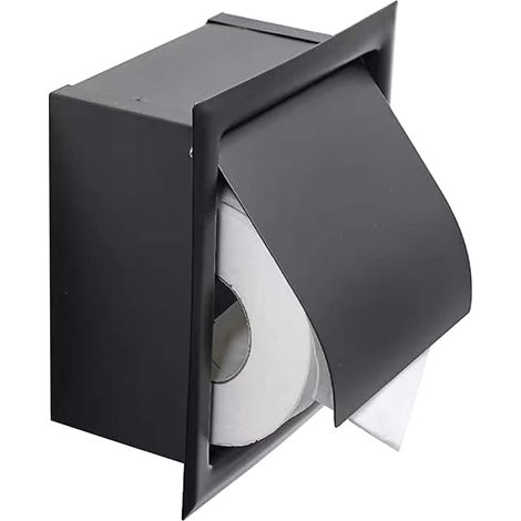Einbaubare Toilettenpapierhalterung, Edelstahl Mit Deckel, Einbaurahmen-design, Platzsparend, Toilettenpapierhalter In Mattem Schwarz, Geeignet Für Küche, Schlafzimmer Und Badezimmer