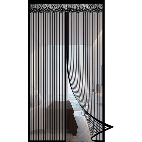 Magnetisches Moskitonetz, 110 X 210 Cm, Gegen Insekten Und Fliegen, Atmungsaktives Design, Geeignet Für Terrassentüren, Schwarz.