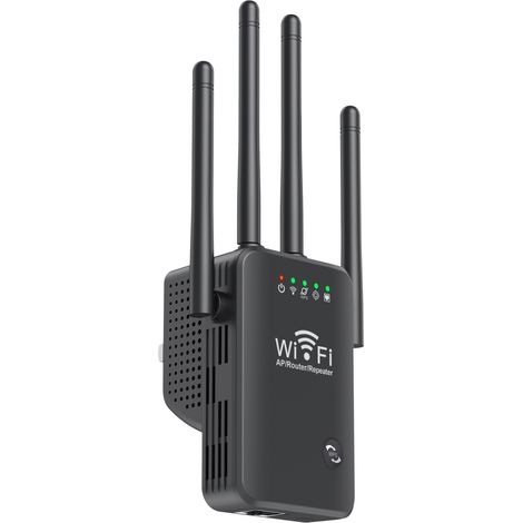 Kabelloser Wlan-repeater Mit 4 Antennen, 2.4g Wlan, 300m Signalverstärker Für Große Reichweite, Schwarz