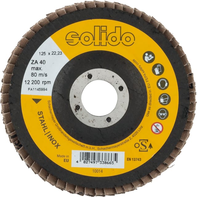 Solido - Tyrolit Schleiflamellenteller Schleifteller ø 125 mm Körnung 40 Zirkonkorund