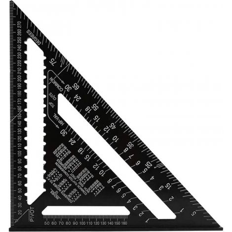 Professionelles Metrisches Dreieck, 30 Cm Hochpräzisions Zimmermannswinkel, Winkelregel Holzverarbeitung Aus Aluminiumlegierung Messwerkzeug Speed Square Schwarz