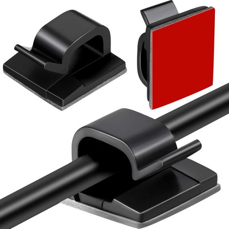 60 Stück Selbstklebende Kabelclips Kabelmanagement Halter Kabelorganisator Für Elektrische Kabel Schwarz