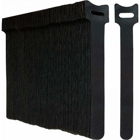 100er-pack Schwarze Wiederverwendbare Kabelbinder Mit Klettverschluss Zur Kabelorganisation