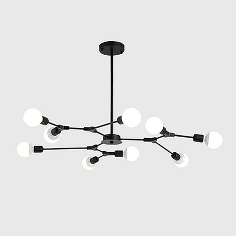 Hängeleuchte Im Industriellen E27-stil, Ideal Für Wohnzimmer Und Andere Räume, Kreative Deckenlampe, Minimalistisch Und Modern, Schwarz – 9 Glühbirnen
