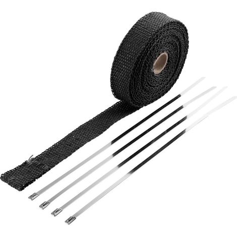 Isolierband Aus Titanlegierung, 5 M X 2,5 Cm, Für Auspuffrohr Und Krümmer, Schwarzer Edelstahl, Mit 4 Kabelbindern, Schwarz