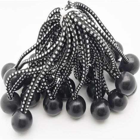 25 Stück Professioneller Gummispanner Mit Kugel (schwarz 150 Mm) Für Zelte, Planen, Plakate. Planenspanner, Elastisches Band, Planenhalter, Planengummi, Gummispanner