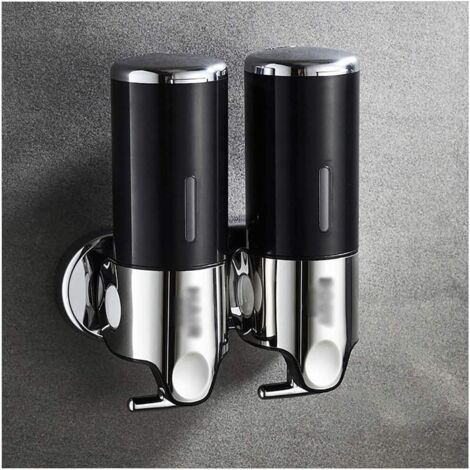 500ml X 2 Wandmontierter Seifenspender, Doppelkopf-seifenspender Für Handseife, Flüssigseife, Duschgel Und Shampoo Für Küche, Badezimmer Und Hotels (schwarz)