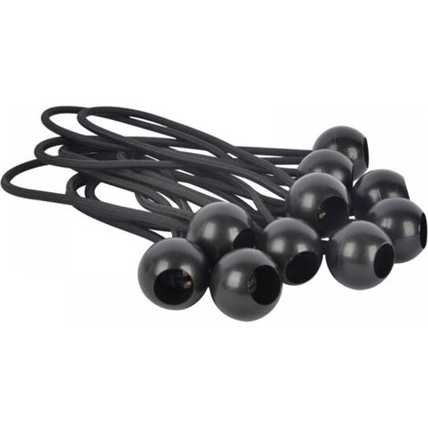 Set Aus 10 Schnellverbindern Für Planen, Schwarz, Runde Gummiband Mit Kunststoff-kugelkopf Von 4mm Für Den Außenbereich