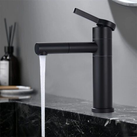 Waschbeckenarmatur Mit Schwenkbarem Auslauf 360°, Schwarze Mischbatterie Für Waschbecken, Edelstahl-armatur Für Beckenwaschbecken