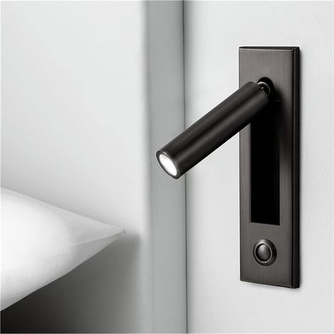 Wandleuchte, Moderne Wandleuchte, Led-innenwandleuchte Für Den Kopfbereich Des Bettes, Einbauleselampe Mit Druckknopf Für Den Nachttisch (schwarz)