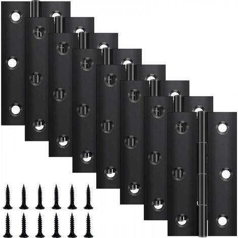 8-teiliges Set Faltbare Scharniere 67 Mm × 37 Mm, Schwarze Edelstahl-scharniere, Klavier-scharnier, Kleines Scharnier, Türscharnier Für Türen, Fenster Und Schränke Mit 48 Schrauben