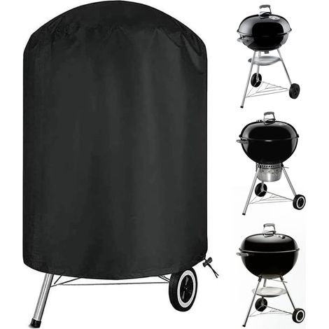 Grillabdeckung Für Holzkohle - Runde Grillabdeckung - Kompatibel Mit Den Meisten Holzkohlegrills - 27,5 X 27,5 Zoll - Schwarz