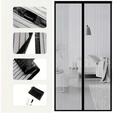 Magnetisches Fliegengitter Für Balkon, Terrasse Und Kellertür, Einfache Installation Dank Des Benutzerfreundlichen Klebebands, 110x210cm