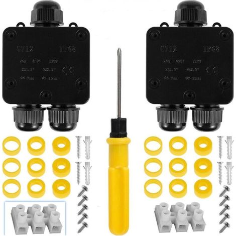 Set Aus 2 Wasserdichten Ip68-kabelverbindungsboxen Für Außenkabel, Zweipolige Kabelverbinder Für Den Außenbereich