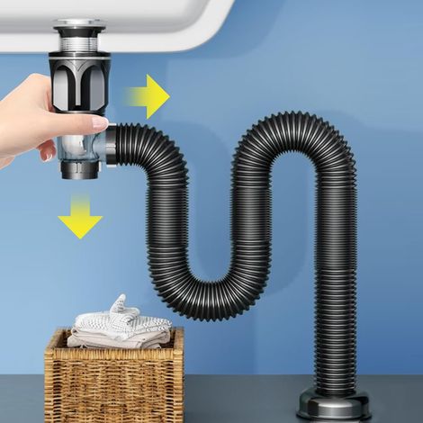 Set Für Waschbeckenablauf Im Badezimmer, Flexibel Und Dehnbar, Für Abflussöffnungen Von 3 Bis 3,2 Cm Mit Integriertem Verstopfungsschutz.